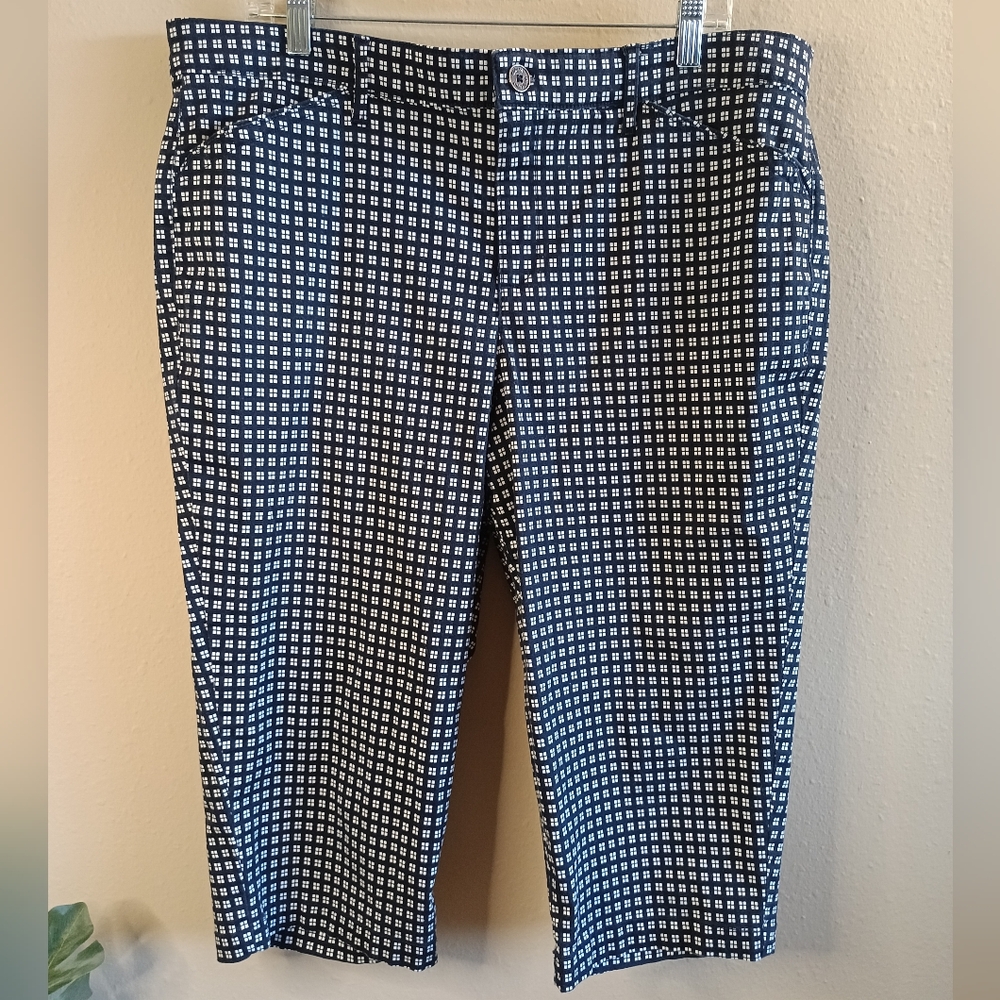 Gloria Vanderbilt Navy & White Capri Pants Sz 16W
